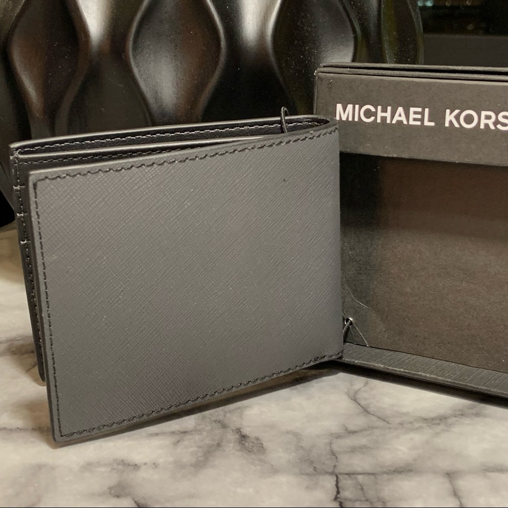 Michael Kors Men's Slim Billfold Grey Leather Wallet NWT $98 - Picture 3 of 9